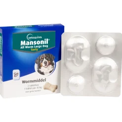 Mansonil All Worm Xl Dog Tasty Bone - Anti wormenmiddel - 2 tab 1 Tab Per 35kg