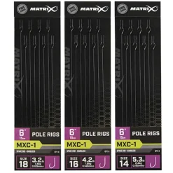 Matrix Mxc-1 Barbless 0.165mm 15cm Standard Pole Rig - Hakenboekje - Size 14
