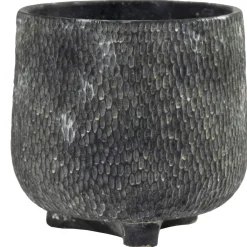 Mega Collections Binnenpot Diara Dent Cauldron - Bloempotten - Ø18x17 cm Donkergrijs