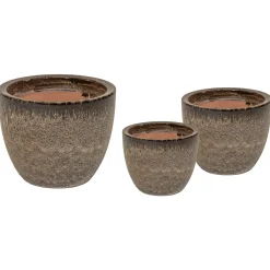 Mega Collections Glazed Egg Pot S3 - Pot & Plantenbak - D22/38H21/32 cm Bruin