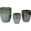Mega Collections Glazed Egg Vaas S3 - Pot & Plantenbak - D35/54H44/67 cm Mosgroen