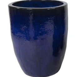 Mega Collections Glazed Egg Vaas - Pot & Plantenbak - Ø45x54 cm Blauw