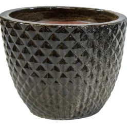 Mega Collections Glazed Pineapple Pot - Pot & Plantenbak - Ø29x24 cm Bruin