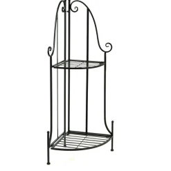 Mega Collections Hoek Etagere 2-Laags - Etageres - 43x30x97 cm Zwart