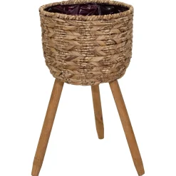 Mega Collections Plantenmand Op Poten - Pot & Plantenbak - Ø24x52 cm Naturel Bruin