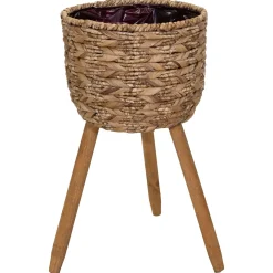 Mega Collections Plantenmand Op Poten - Pot & Plantenbak - Ø18x44 cm Naturel Bruin