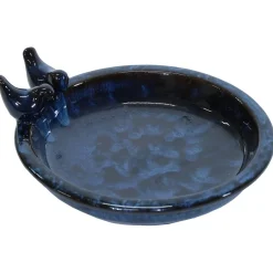 Mega Collections Vogelbad/Drinkschaal Keramiek - Drinkbak - Ø30x11 cm Blauw