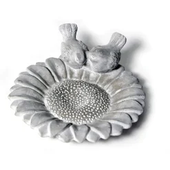 Mega Collections Vogelbad Deco Sunflower - Decoratie - 24.5x22x7.5 cm Grijs