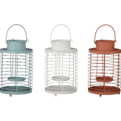 Mica Decorations Lantaarn Metaal - Decoratie - Ø14.5x23.5 cm Wit Roze Blauw 3 Assorti