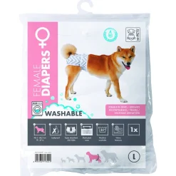 Mpets Wasbare Luier - Training & Gedrag - 26x28x7 cm Wit Grijs Voor Teven L