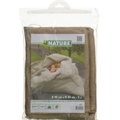 Nature Jutezak Met Aantrekkoord - Kweekbenodigdheden - 90x40 cm Natural 3 stuks