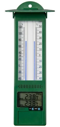 Nature Min-Max Thermometer - Thermometer - 9.5x3x24 cm Groen