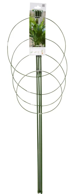 Nature Plantensteun Set 4 Ringen En 3 Steunen - Klim-En Geleide Artikel - Ø29.5x90 cm Groen
