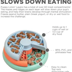 Nina Ottosson Puppy Lickin' Layers - Hondenvoerbak - Ø16.7x16.7 cm Blauw Oranje Groen Puppies