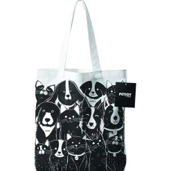 Petjoy Happytote Boodschappentas - Petfamily - Cadeau Overig - 31x37x0.3 cm Zwart Wit
