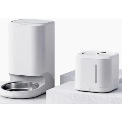 Petlux Voerautomaat Met App - Kattenvoerbak - 23x23x42 cm Wit Grijs M