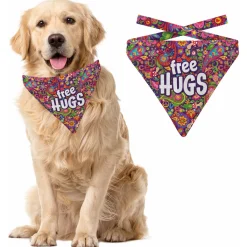 Plenty Gifts Bandana Dog Free Hugs Paisley - Cadeau - 20x24 cm Paars Blauw