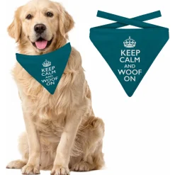 Plenty Gifts Bandana Dog Keep Calm - Cadeau - 18x22 cm Blauw Wit