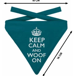 Plenty Gifts Bandana Dog Keep Calm - Cadeau - 18x22 cm Blauw Wit