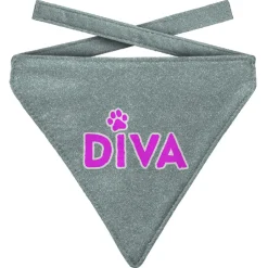 Plenty Gifts Bandana Dog Glitter Silver - Cadeau - 16x20 cm Grijs Pink
