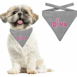 Plenty Gifts Bandana Dog Glitter Silver - Cadeau - 16x20 cm Grijs Pink