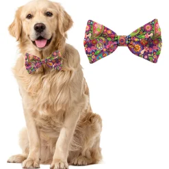Plenty Gifts Bow Tie Dog Paisley - Cadeau - 14x6 cm Paars Blauw