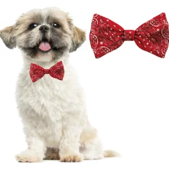 Plenty Gifts Bow Tie Dog  Pattern - Cadeau - 4x12x1 cm Rood Wit S