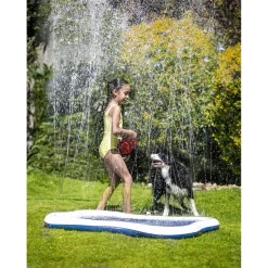 Quapas! Dog Sprinkle Mat - Watermat - 140x90 cm Blauw Wit
