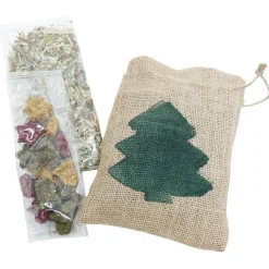 Rosewood Naturals Santa Gift Jute Zak - Knaagdiersnack - 14x5x20 cm