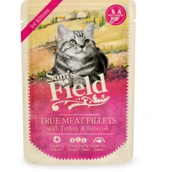 Sam's Field Kitten Maaltijdzakjes True Meat Filets - Kattenvoer - Kip Kalkoen Broccoli 85 g