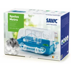Savic Muis-Dwerghamsterkooi Spelos - Dierenverblijf - 42.5x38x24 cm Blauw