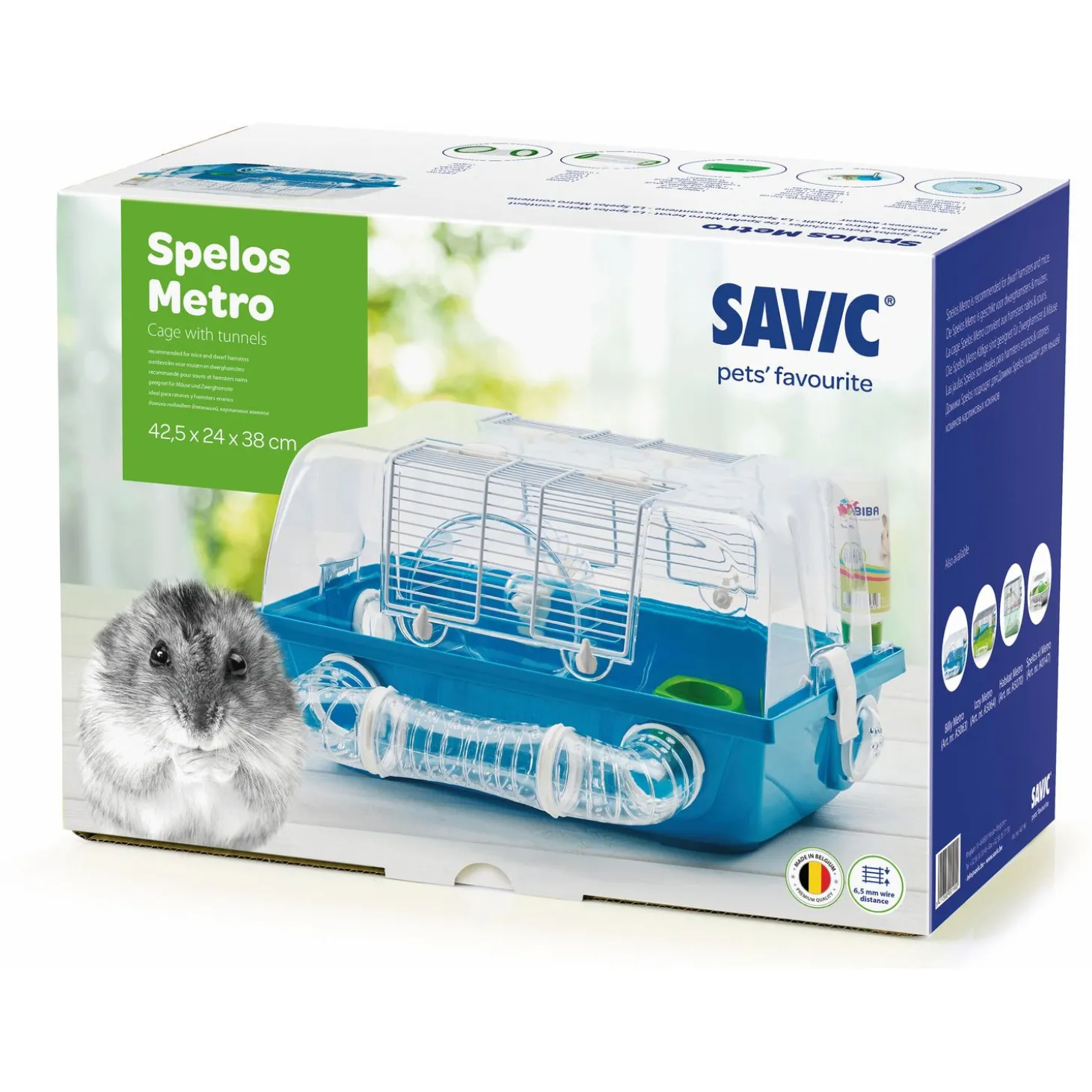 Savic Muis-Dwerghamsterkooi Spelos - Dierenverblijf - 42.5x38x24 cm Blauw