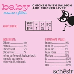 Schesir Baby - Kattenvoer - Kip Zalm 3x55 g