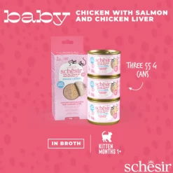 Schesir Baby - Kattenvoer - Kip Zalm 3x55 g