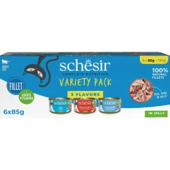 Schesir Complete In Jelly - Kattenvoer - Tonijn Garnaal Zeebrasem 6x85 g Variety Pack