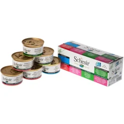 Schesir Kat Multipack Blik - Kattenvoer - Tonijn Kip Garnaal 6x85 g