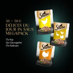 Sheba Delices Du Jour - Multipack Pouch - Kattenvoer - Gevogelte Gelei 50x50 g