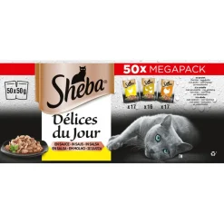 Sheba Delices Du Jour - Multipack Pouch - Kattenvoer - Gevogelte Gelei 50x50 g