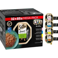 Sheba Mini Filets In Saus Maaltijdkuipjes Multipack - Kattenvoer - Vis Saus 32x85 g
