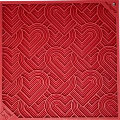 Sodapup Lickmat Love Hearts - Hondenvoerbak - Rood L