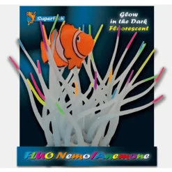 Superfish Fluo Annemoon Met Vis - Aquarium - Ornament - 12x9x13 cm Wit Oranje