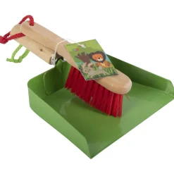 Talen Tools Stoffer En Blik Leeuw En Konijn - Reiningingsgereedschap - 24x20 cm 340 g Groen Rood per stuk
