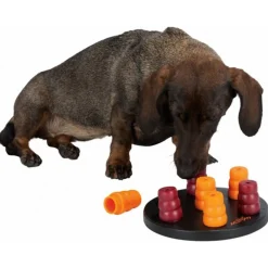Trixie Dog Activity Mini Solitaire Strategiespel - Hondenspeelgoed - Ø20 cm Dark Navy Wit Oranje Level 1