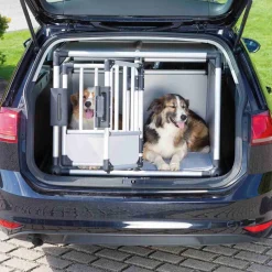 Trixie Dubbele Vervoersbox Auto - Autohondenbench - 93x64x88 cm Zilver M/L