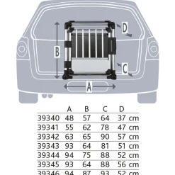 Trixie Dubbele Vervoersbox Auto - Autohondenbench - 93x64x88 cm Zilver M/L