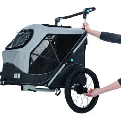 Trixie Fietskar Opvouwbaar - Hondenfietskar - Grijs Zwart 74x95x103/143 Cm Tot 33 Kg Large