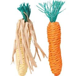 Trixie Knaagspeeltje Strotouw Wortel En Maïskolf - Speelgoed - 15 cm Assorti 2 stuks