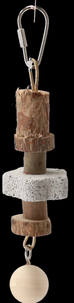 Trixie Knabbelhout Met Lavasteen - Vogelspeelgoed - 16 cm