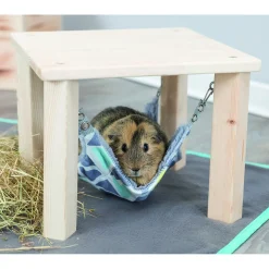 Trixie Schuilplaats Met Hangmat Sunny - Kooi Accessoire - 28x28x24 cm Houtkleur Grijs