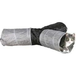 Trixie Speeltunnel Nylon - Kattenspeelgoed - Ø22x50 cm Donkergrijs Lichtgrijs